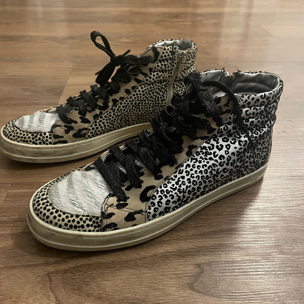 Lightly worn P448 multi-leopard high tops, size 38!